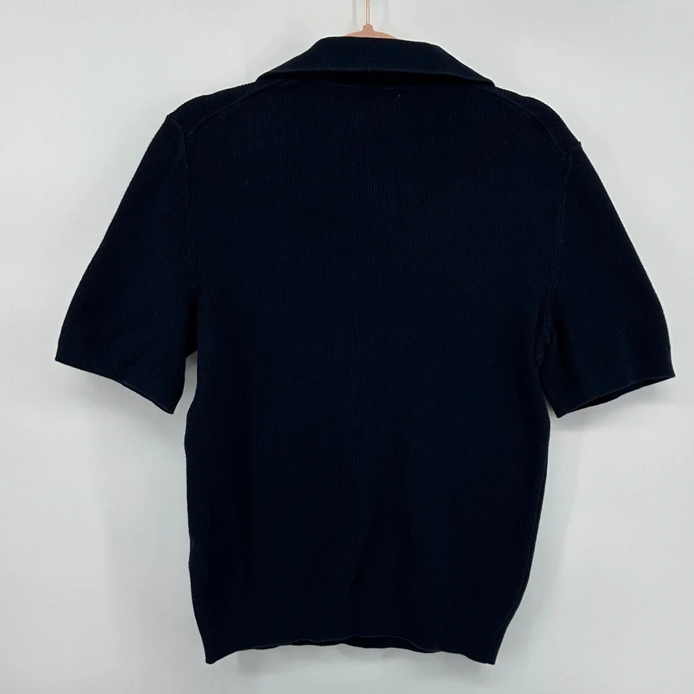 Reiss Men's Old Money Gentleman Retro Business Navy Short Sleeve Polo Shirt SzM - Picture 8 of 15